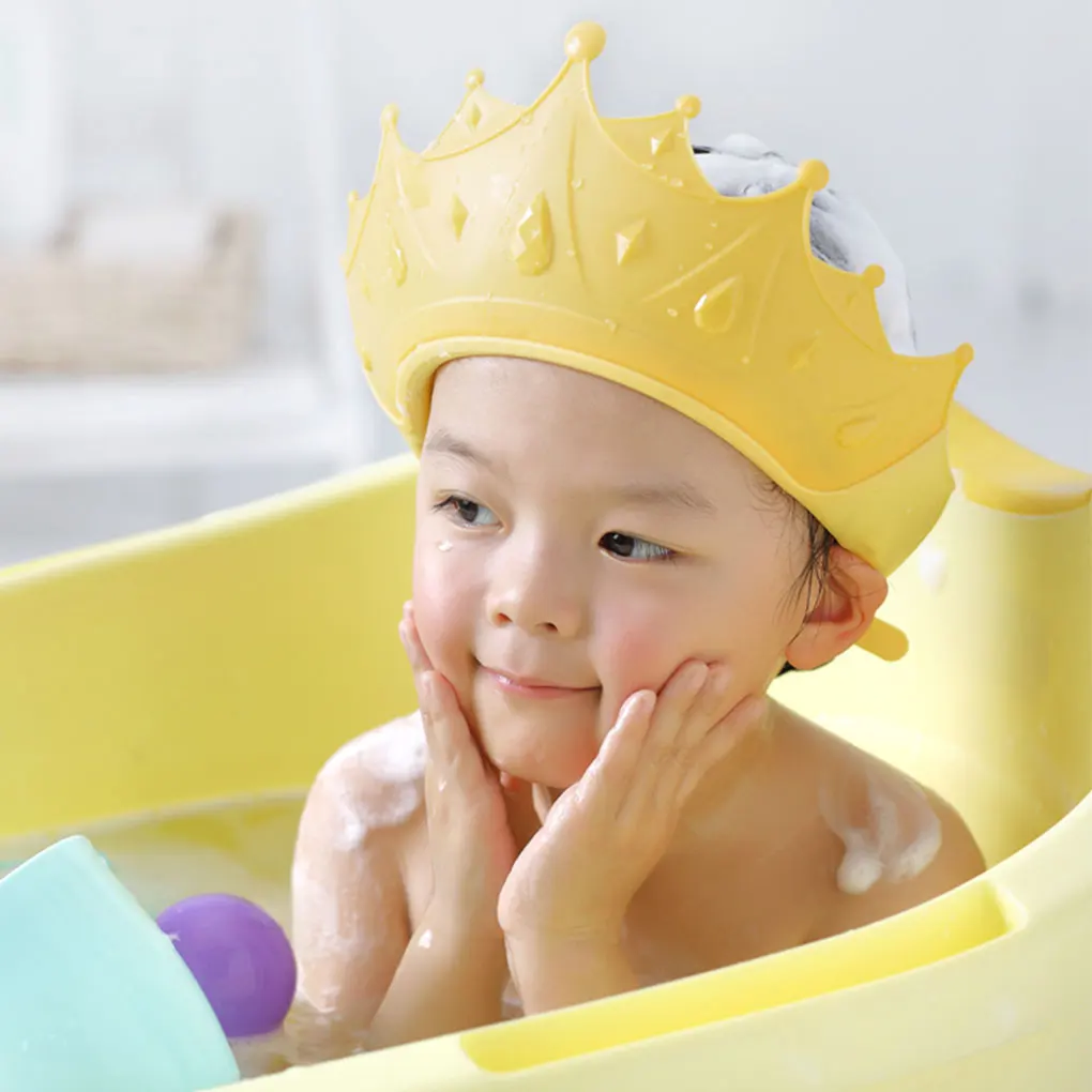 Baby Wash Hair Shield Hat Adjustable Shower Shampoo Cap Crown Shape Ear Protection Safe Children Head Cover |