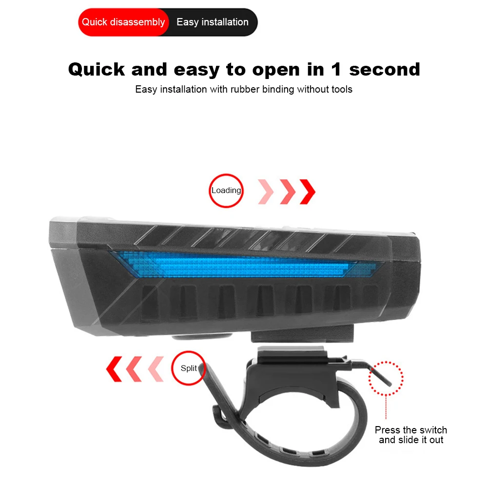 Solar Power Bike Front Light with 130db Horn LED Bicycle Light USB Rechargeable Bicycle Flashlight Bicycle Accessories_voghion.com