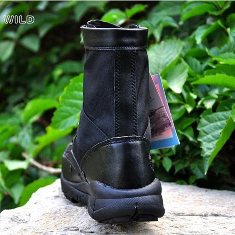 Summer Men Tactical Boots for Men Breathable Oxford Light Soft Desert Combat Shoes Men Ankle Boot Canvas Punk Knee-high Boots outdoor boots