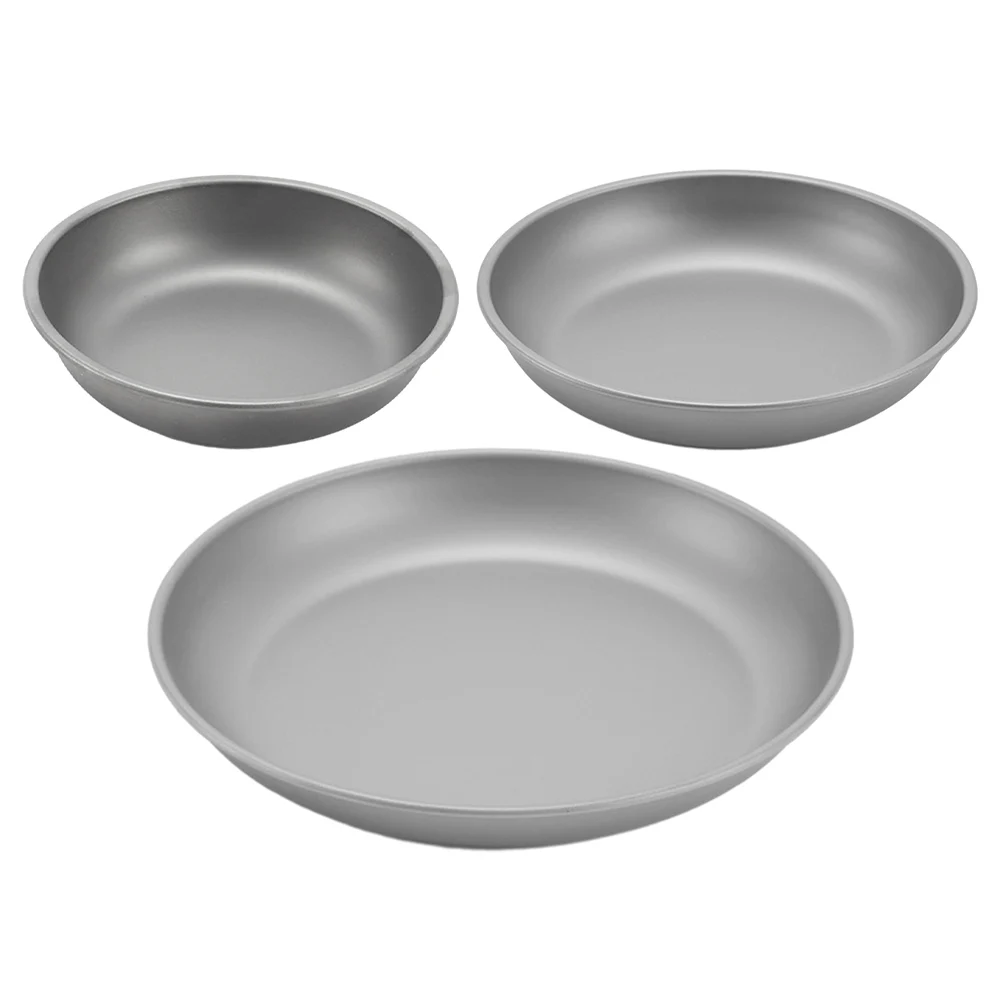 1pcPureTitaniumPlateOutdoorPicnicPlate121518cmRoundDish