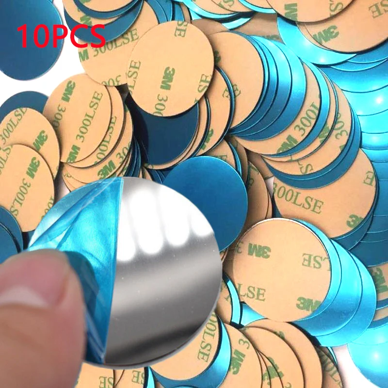 3PCS/10PCS 50x38mm φ40mm φ30mm 자기 접착식 자석 금속판 철판 디스크 스티커 차량용 휴대폰 홀더 금속판