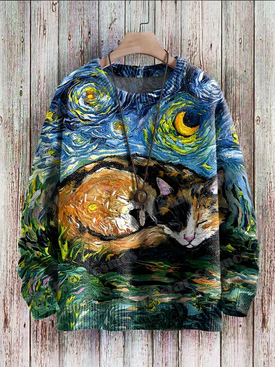 Cute Dog Abstract Cat Starry Sky Art Pattern 3D Printed Mens