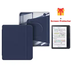 Enhanced Protective 360° Rotatable Magnetic Detachable Stand Cover with Screen Protector for KOBO Libra 2 (Dark Blue)