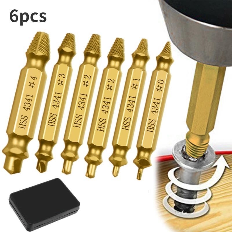 Damaged Screw Extractor Drill Bit Set Stripped Broken Screw Bolt Remover Extractor Easily Take Out Demolition Tools 4/5/6PCS Set