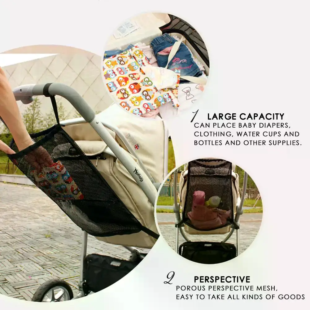 Description Picture 5 of itemBaby Stroller Bag Hanging Net Bags Portable Large Capacity Pram Storage Pocket Infant Products Organizer Stroller Accessories