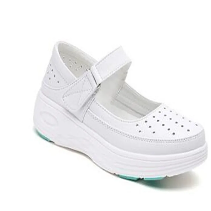 Genuine leather air cushion nurse shoes women's spring soft soles breathable thick soles women's shoes white medical shoes