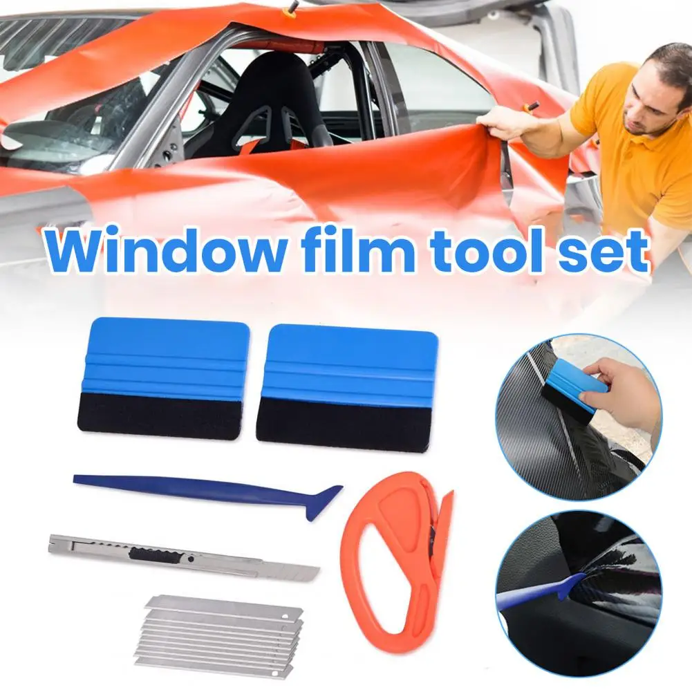 Window Film Tool Set Professional Car Wrap Tint Kit 15-piece Set with Window Film Tools Square Flannel Squeegee Carving Cutter