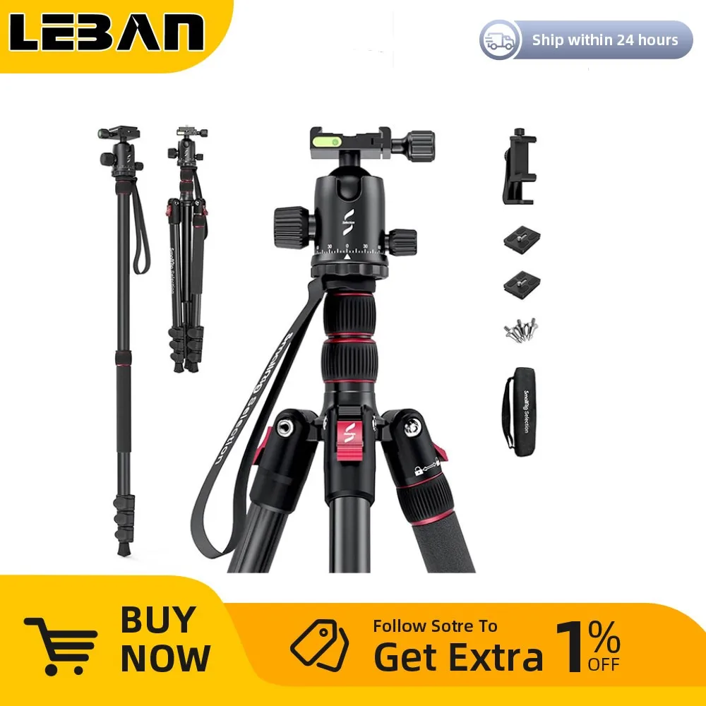 Smallrig Selection Lightweight 78" Aluminum Camera Tripod Monopod