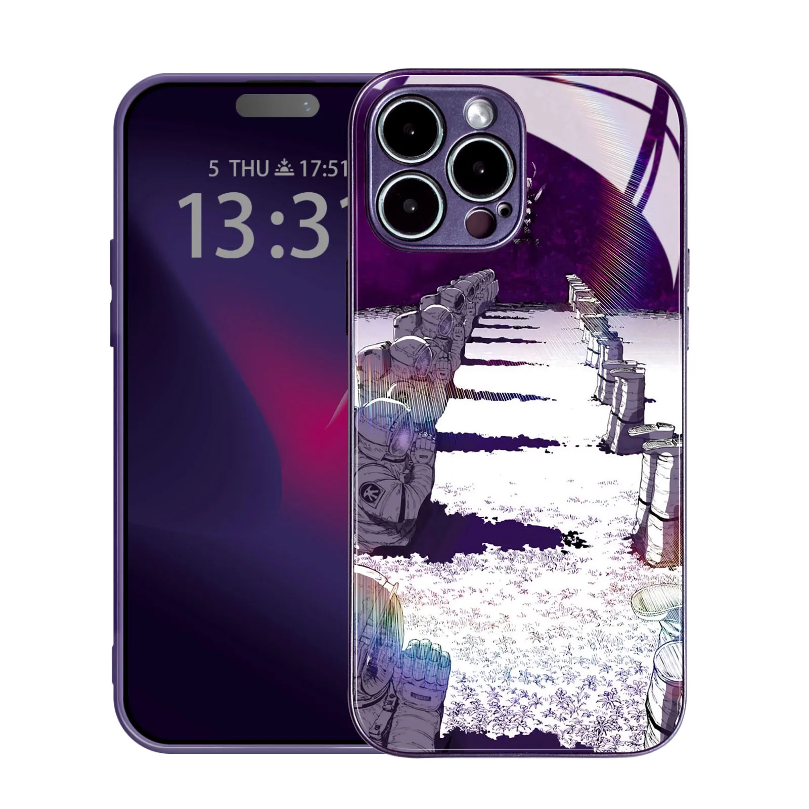 Darkness Devil Anime Colors Tpu Custodia Per Telefono Manga Viola In Vetro Temperato Per Iphone 15 14 11 Pro Max 7 8 15 Plus 12 13 Mini Xr Xs