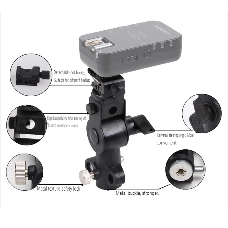 Type D Flash Hot Shoe Umbrella Holder Mount Bracket 1/4 "to 3/8" Screw Adapter for Camera Flash LED light Light stand