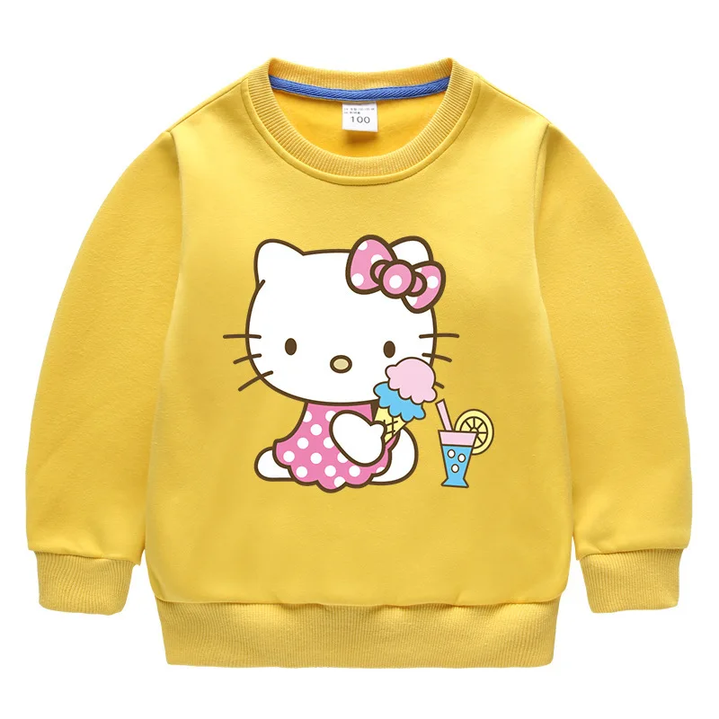 thumbnail image 1 of Hello kitty Otoño Invierno felpa engrosamiento niñas lindas estampado de dibujos animados estilo niños jersey de manga larga niños abrigo Casual Top, 1 of 4