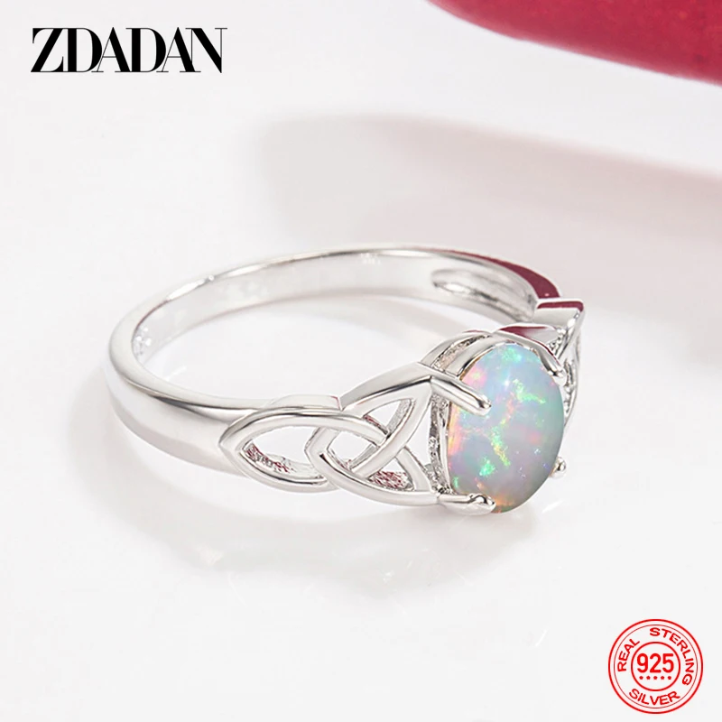 ZDADAN 타원형 오팔 반지 여성용 패션 주얼리