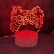 

3D Game Night Lamp Gamepad Icon Logo Sensor Table Light Gaming Room Desk Setup Lighting Decor for Kids Bedside Christmas Gift