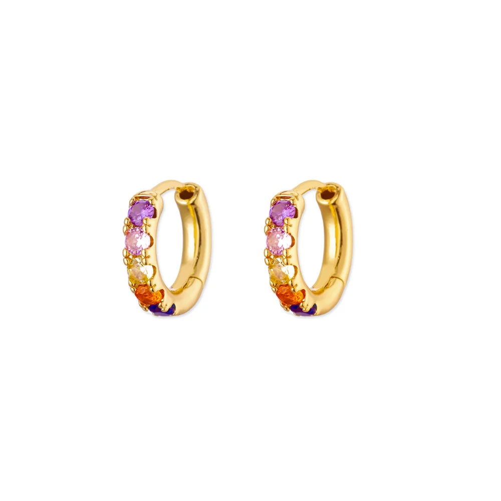Zircon Hoop Earrings Women Stainless Steel Gold Round Luxury Wedding