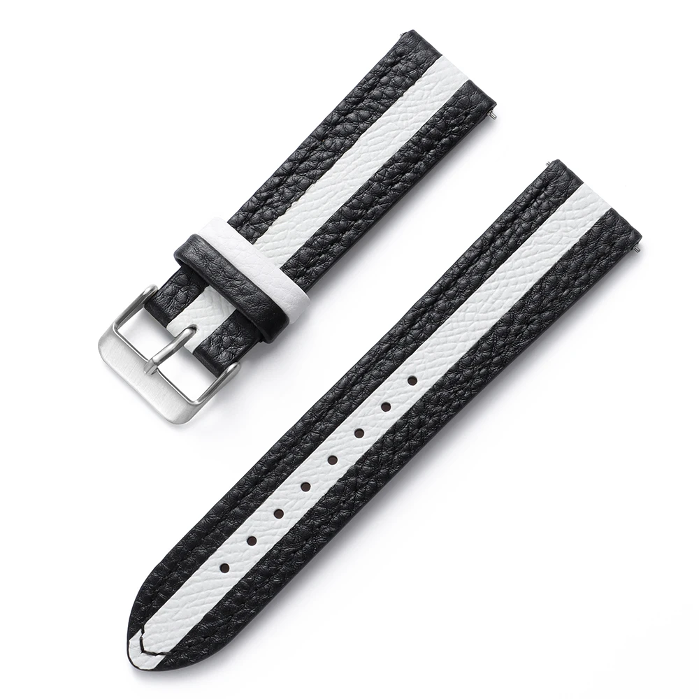 Premium Leather Watch Straps - Elegant Cowhide Bands in Black, Brown, and White