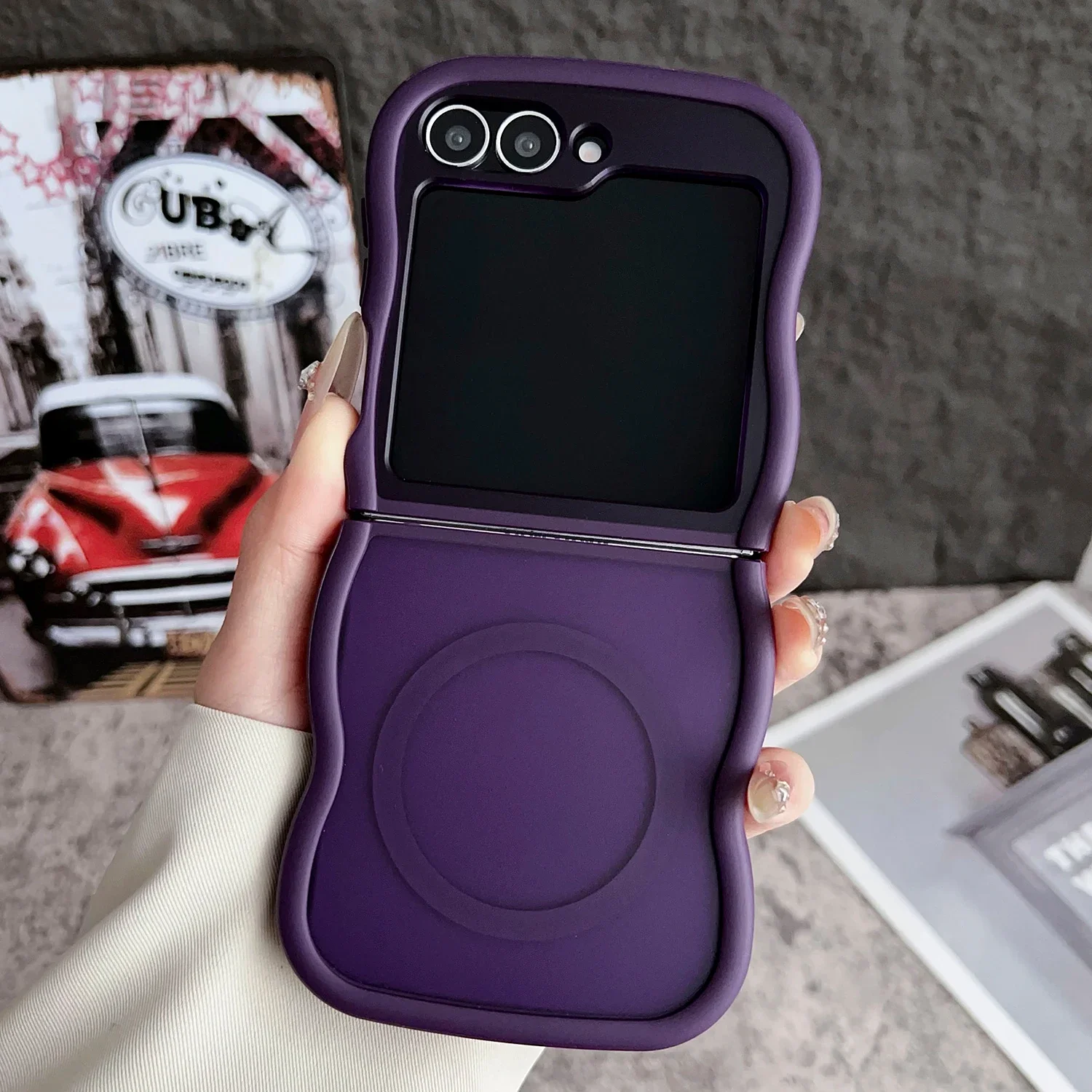 Stylish Big Wave Magnetic Matte Translucent Frosted Case