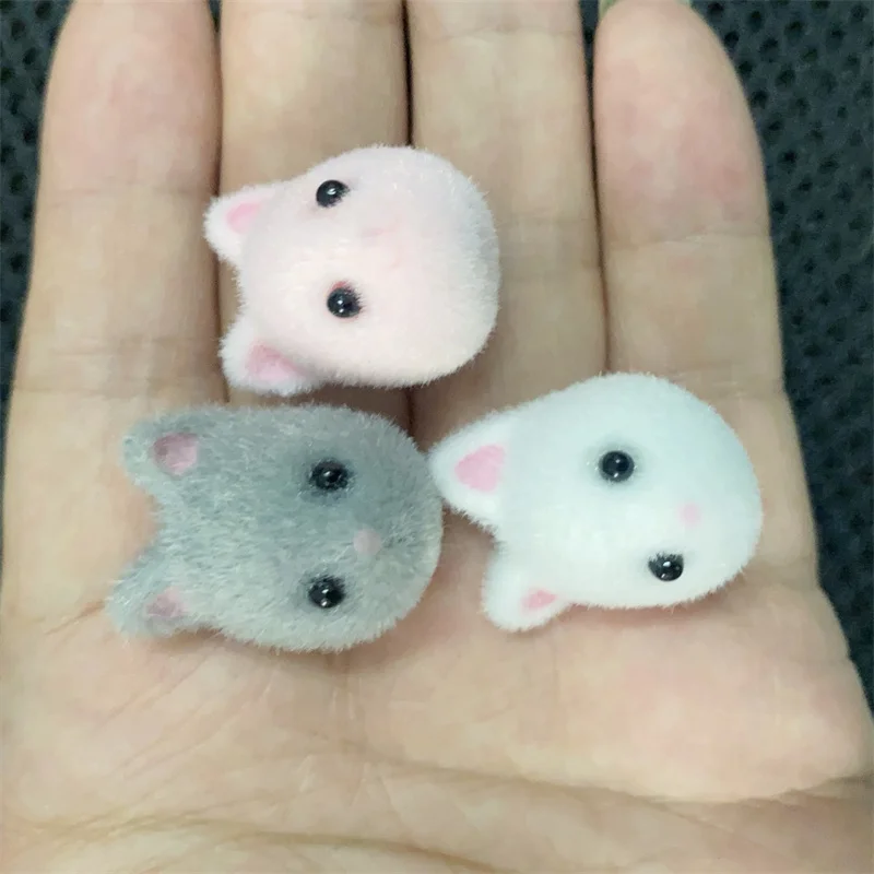 New style 30pcs/lot color flocking cartoon bears heads shape animals beads diy jewelry garment/keychain accessory