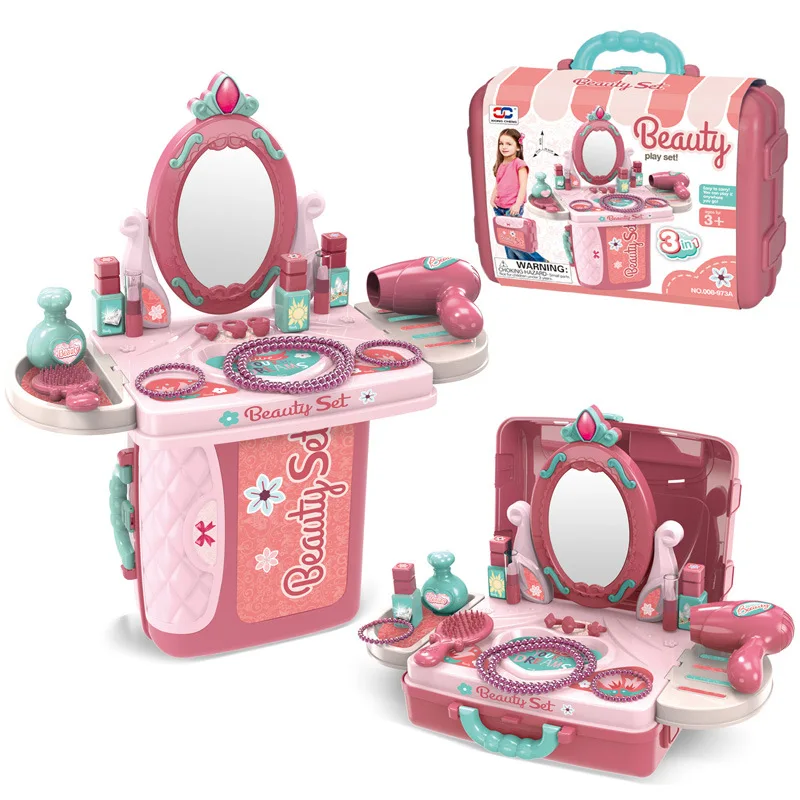 

2023 New Children's Family Toy Set Parent-child Interactive Toys Kitchen Doctor Toy Tools Makeup Table Carrying Case