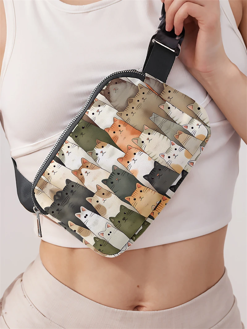 1pc,cat family fashionable adjustable crossbody bag, neutral sports waist bag, suitable for running