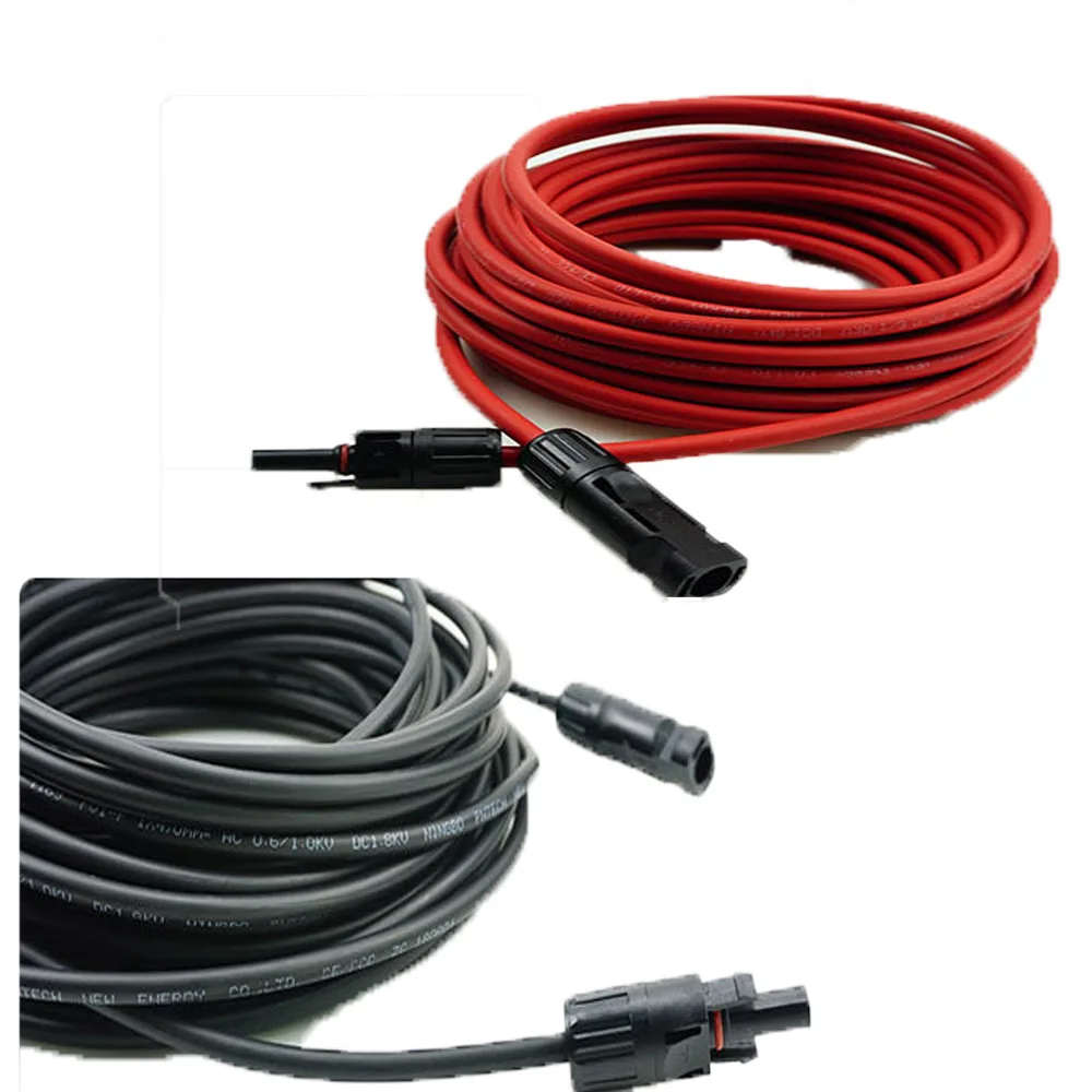 2 pcs/lot SOLAR wire cable Copper Extension Black+red 4mm2 12AWG Cable with Male and Female Connector cable Harness