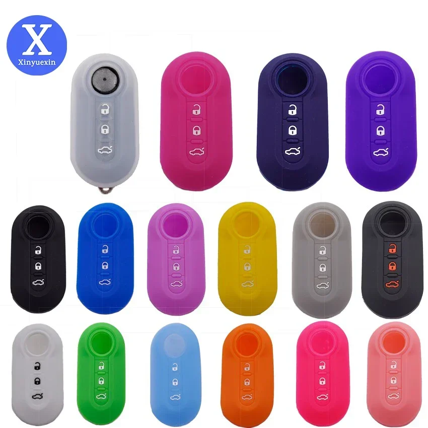 3 Buttons Silicone Car Key Case Cover for Fiat 500 Flip Folding Remote Key Shell for Fiat Punto Panda Car Accessories key case cover key case flip key fob shell car key shell remote control case cover