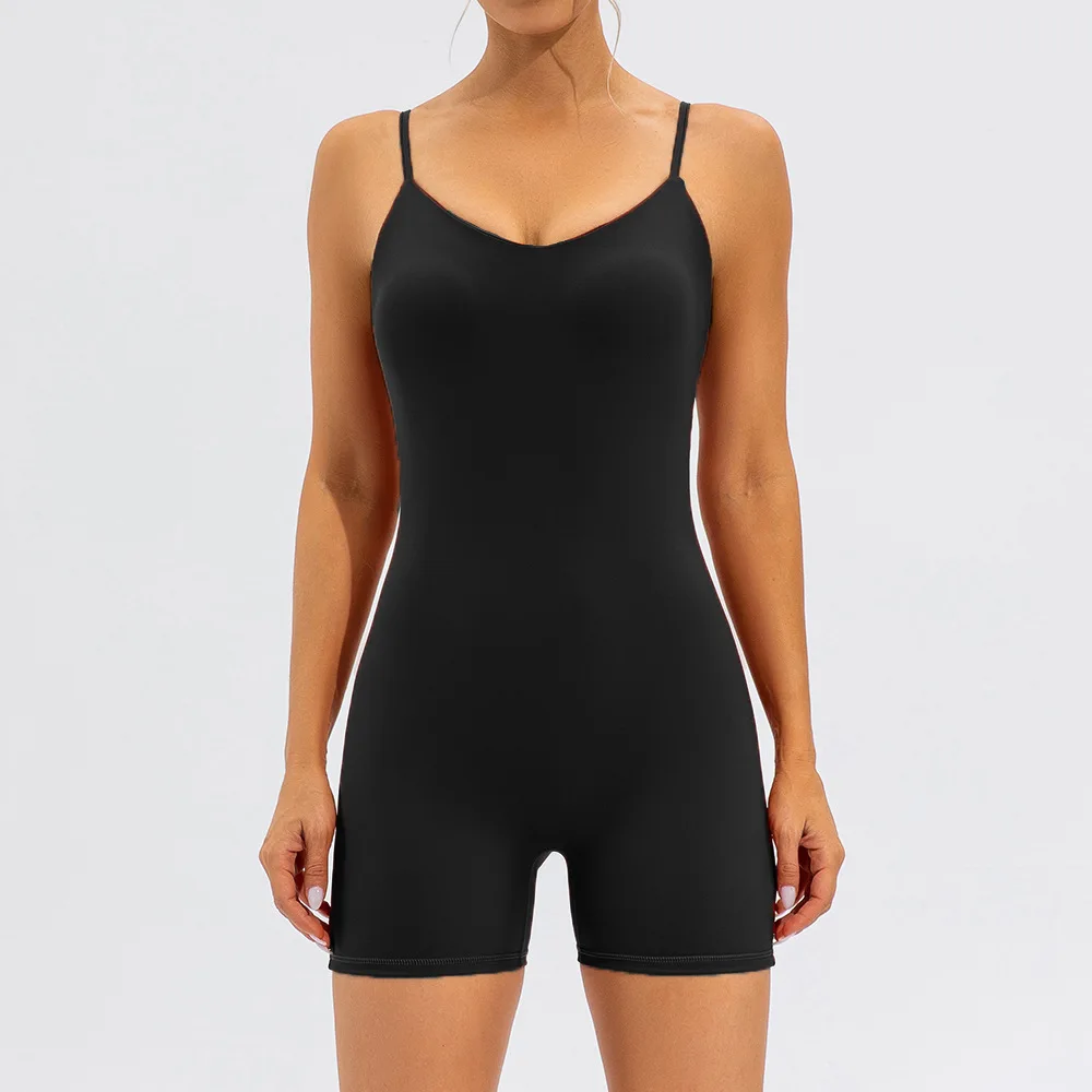 Seamless and Sexy Peach Hip Yoga Bodysuit, Quick Dried Fitness Sports Back Strap