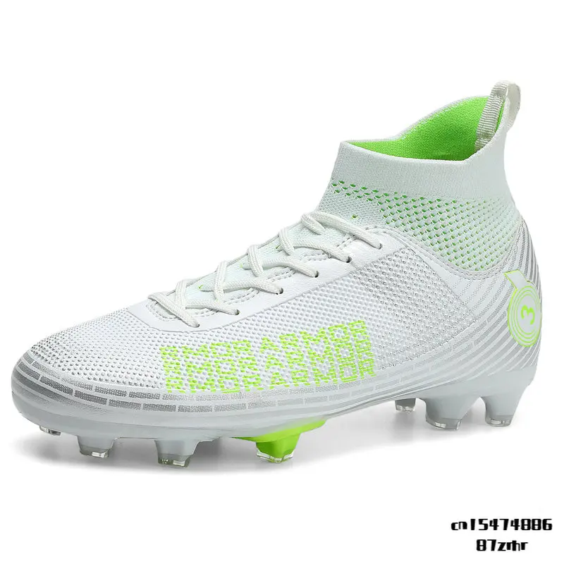 Big Size 48 Outdoor Sports Sneakers Professional High-Top Soccer Shoes For Men FG/TF Grass Training Cleats Football Boots Kids