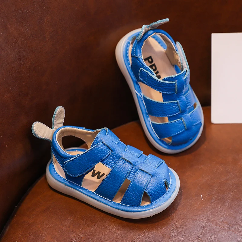 Baby Girls Boys Sandals 2022 Summer Infant Anti-collision Toddler Shoes Genuine Leather Soft Bottom Kids Children Beach Sandals leather girl in boots