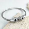 Wire button pattern skull stainless steel gold-plated 18K bracelet, high quality waterproof silver jewelry, gift for wife 5