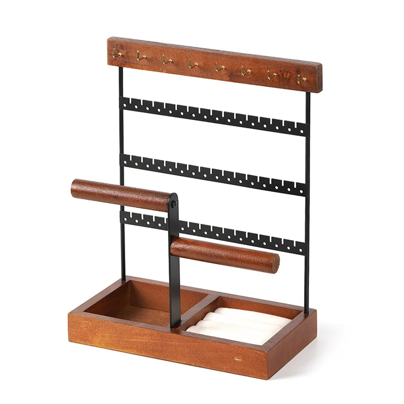 Jewelry Organizer Stand Holder Rack with Earring Tray and Holes Necklaces Hanging Storage Tree Display for Bracelets Watches