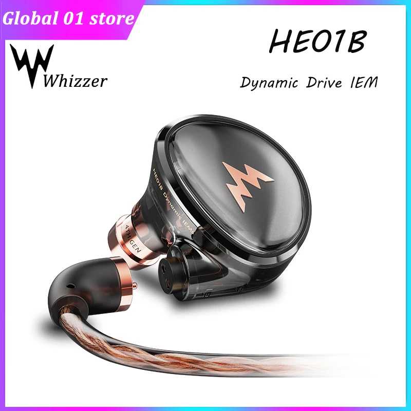 

Whizzer Kylin HE01B In-Ear Earphone 1DD PU + PEEK Composite Diaphragm Dynamic Driver IEM 5N Silver Plated OFC Cable HIFI Headset