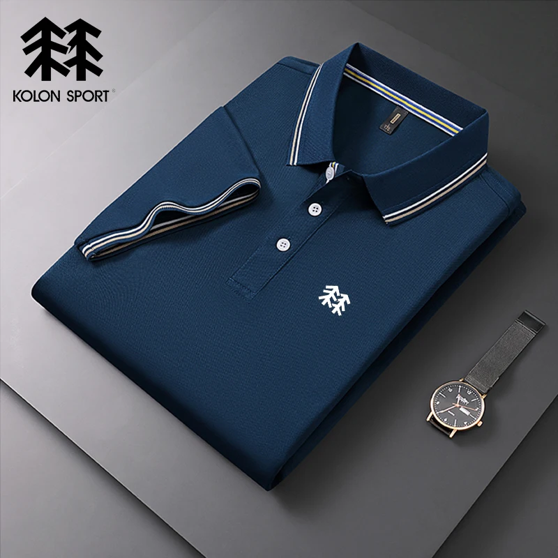 2024Embroidered KOLONSPORT Polo New Summer Polo Shirt Men High Quality Men's Short Sleeve Top Business Casual Polo-shirt for Men