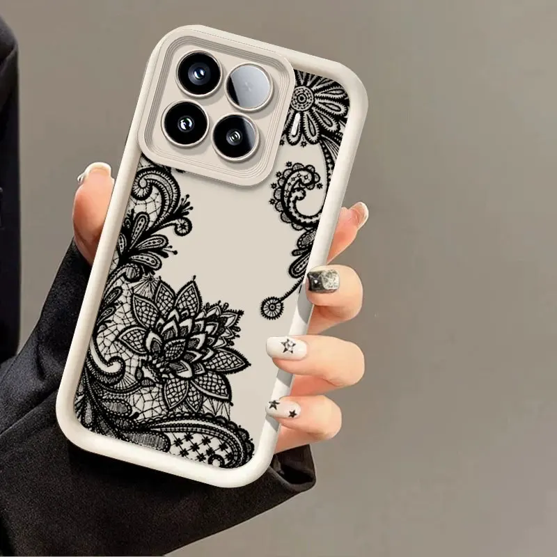 Flexible Silicone Shockproof Case with Lace Cat Print Pattern – Protective Cover