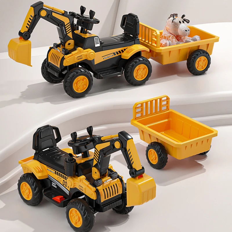 Children's Electric Excavator Construction Vehicle Remote Control Car Excavator Toy with Light and Music For 1-6 years old