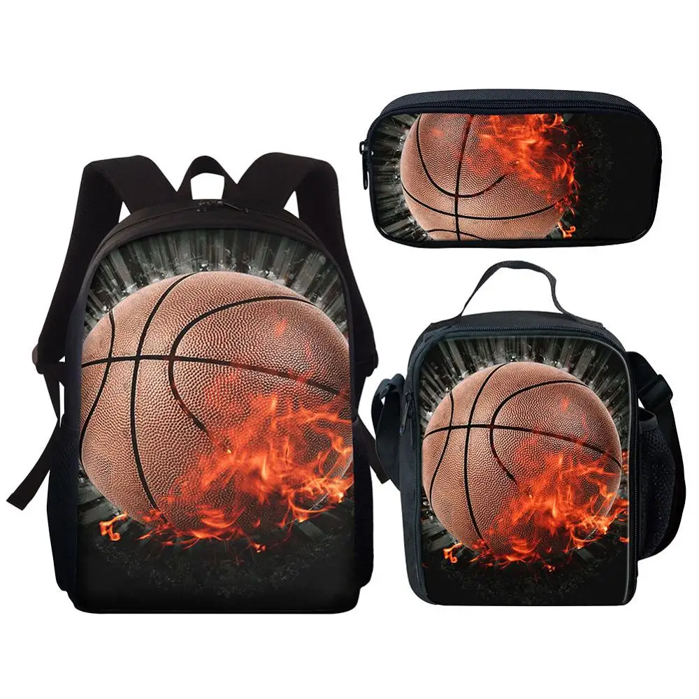 Kids Backpack Fashion Basketball 3D Print School Bags Set For Boys Girls Bagpack Toddlle Back Pack Student Book Bag Schoolbag