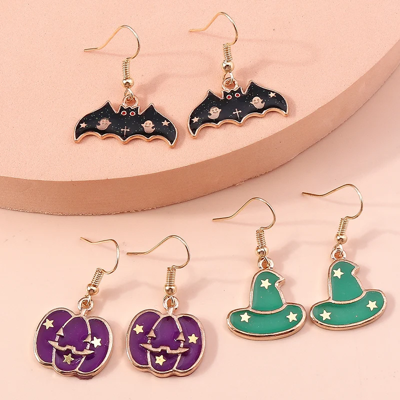 Cartoon Halloween Tropfen Ohrringe für Frauen Emaille Fledermaus Kürbis Geist baumeln Haken Ohrringe Mädchen Party Urlaub Schmuck Geschenke – Detail 31