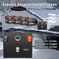 Batterie LiFePO4 24V 200Ah avec BMS Bluetooth 25.6V 5KW, surveillance mobile, cycle profond, pour stockage solaire domestique, camping-car, bateau, onduleurs, PV 4