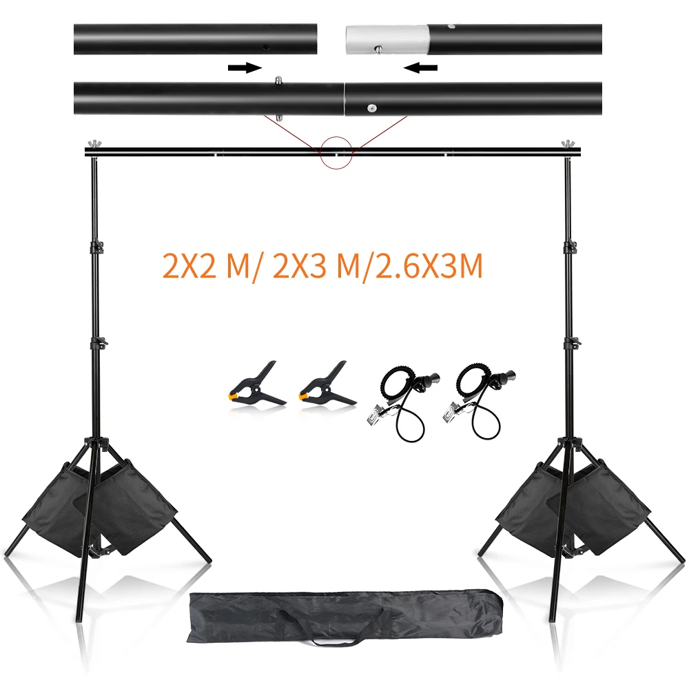 사진 스튜디오 배경 스탠드, 녹색 화면 배경, 크로마키 지원 시스템 프레임 크로마 비디오, 2x2m, 2x3m, 2.6x3m