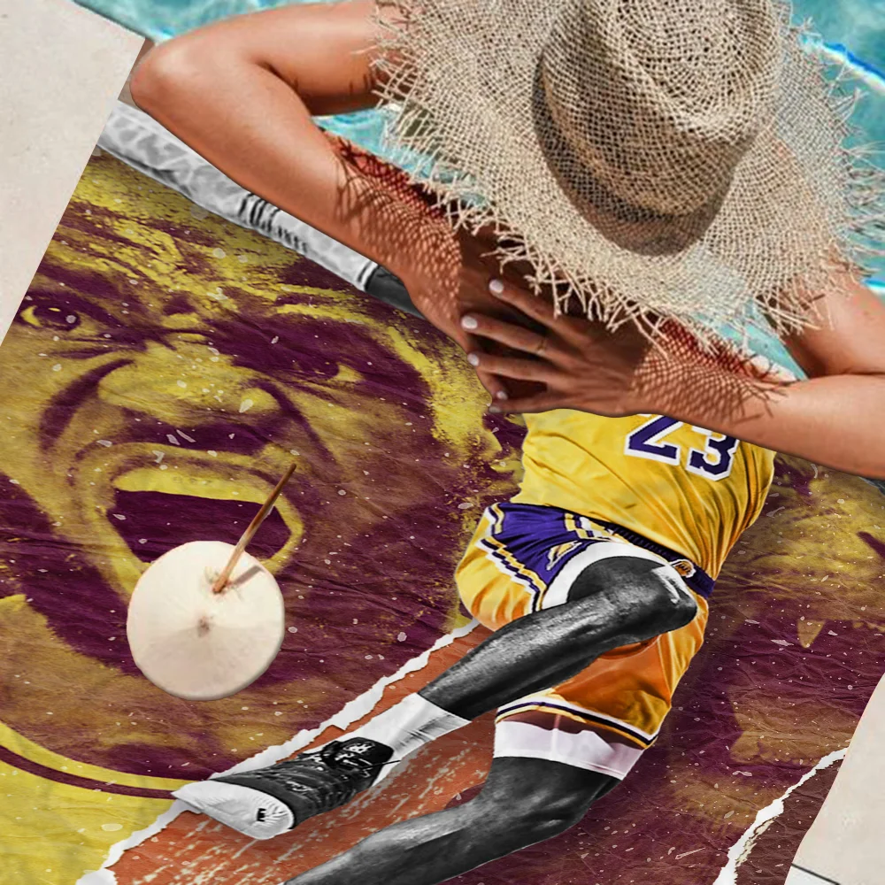 POP Basketball Player L-LeBron- James Basketball Microfiber Beach Towel Absorbent Quick dry Soft Yoga Swimming Resort Towel 2
