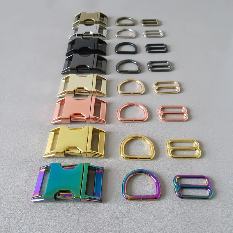 50sets 25mm Pet Dog Collar Paracord Metal D Ring Slider Belt Loop