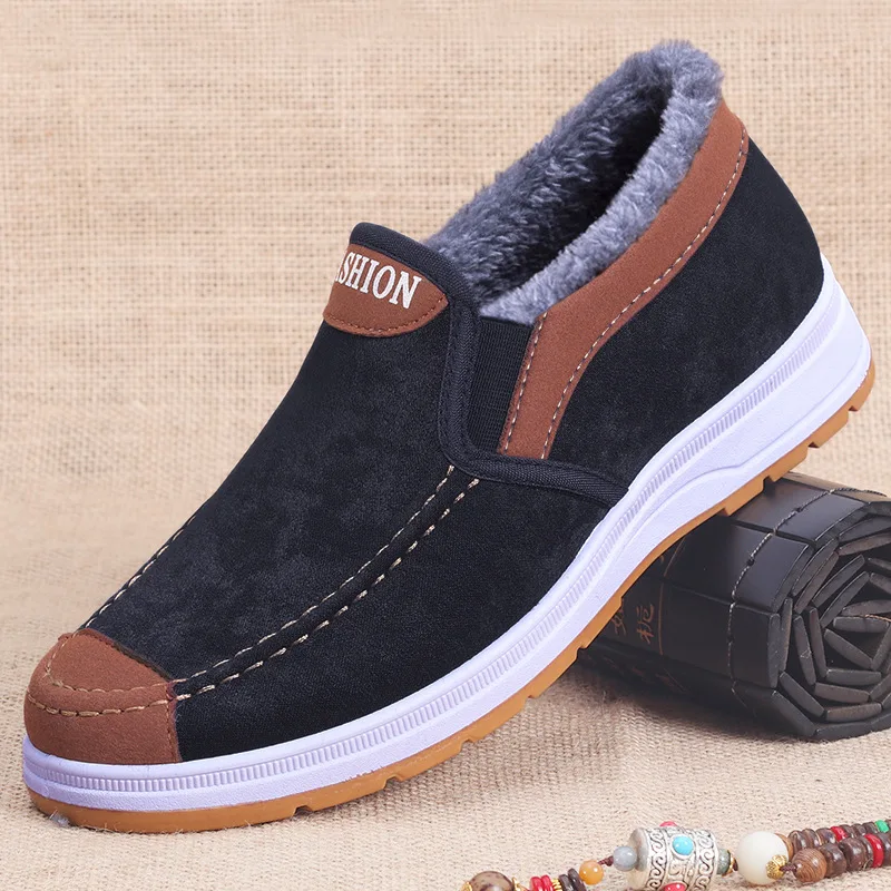 Winter cotton shoes men's pile thickened fashion warm boots plush comfortable outdoor walking men's shoes