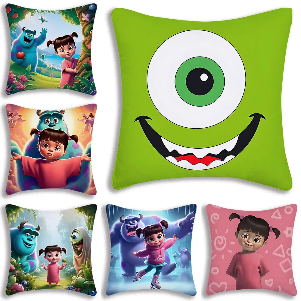 Cartoon Monsters, Inc. Pillow Covers Sofa Decorative Home Double-sided Printing Short Plush Cute Cushion Cover