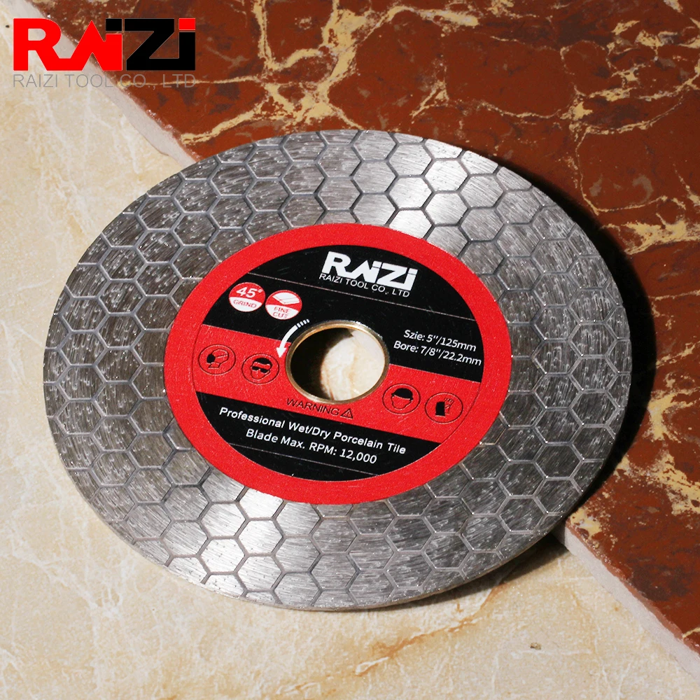 RAIZI 125 mm 5'' Rand-Diamant-Sägeblatt zum Schneiden und Schleifen von Granit, Porzellan, Keramik, Trocken- und Nass-Trennscheiben, Fliesenschneiden – Detail 8