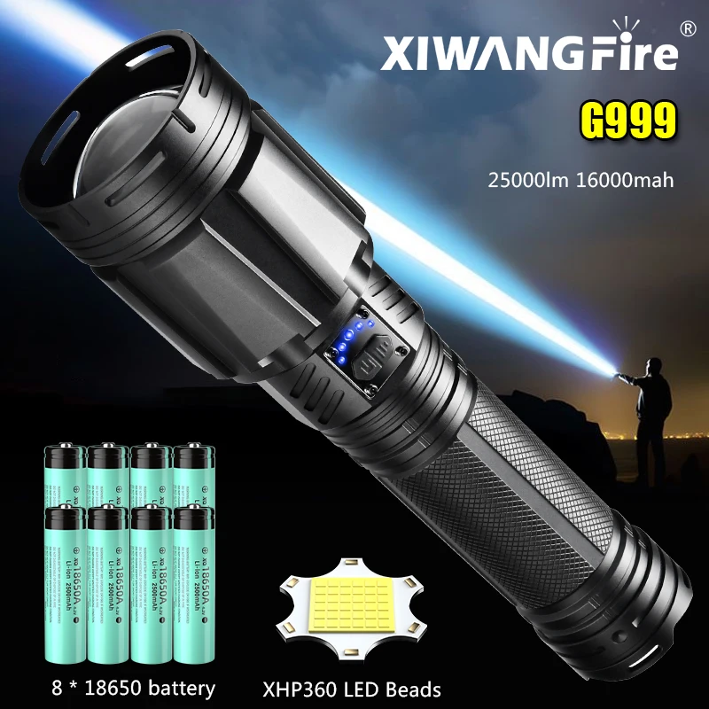 مصباح يدوي فائق السطوع XHP360 LED أضواء زوومابلي ط...