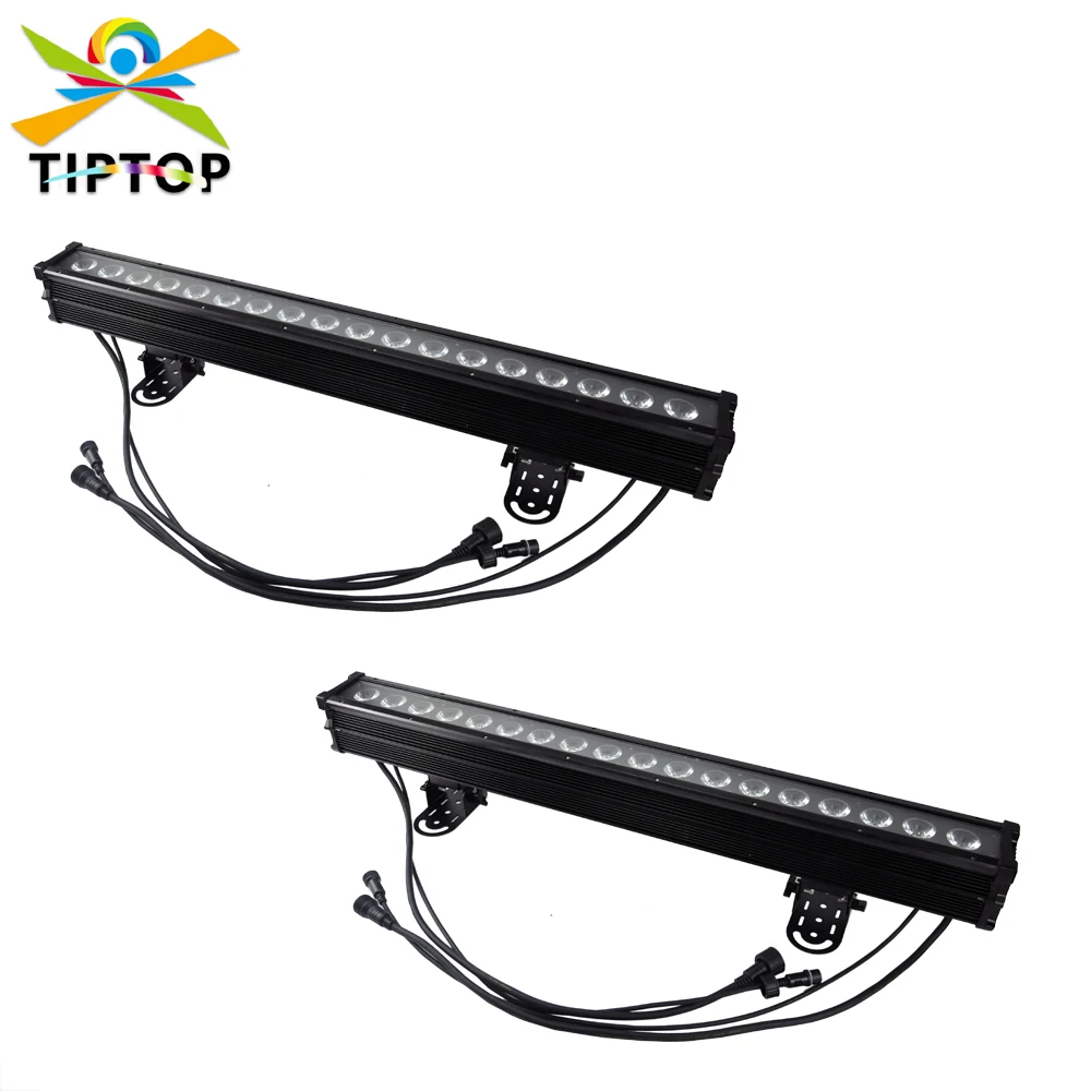 

TIPTOP 2XLOT Waterproof 18x18W DMX LED Wall Washer Light RGBWAP Aluminum Flood Light for Xmas Party Nightclub Bar DMX512