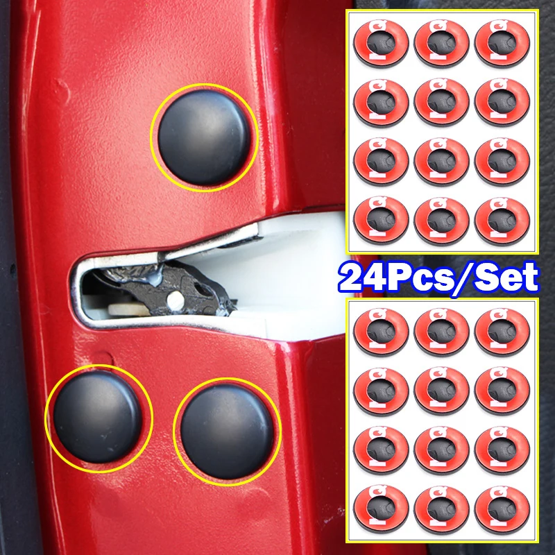 Universal Car Door Lock Screw Protector Cover Scerws Cap Caps Anti-Rust Interior Trim Covers 24Pcs