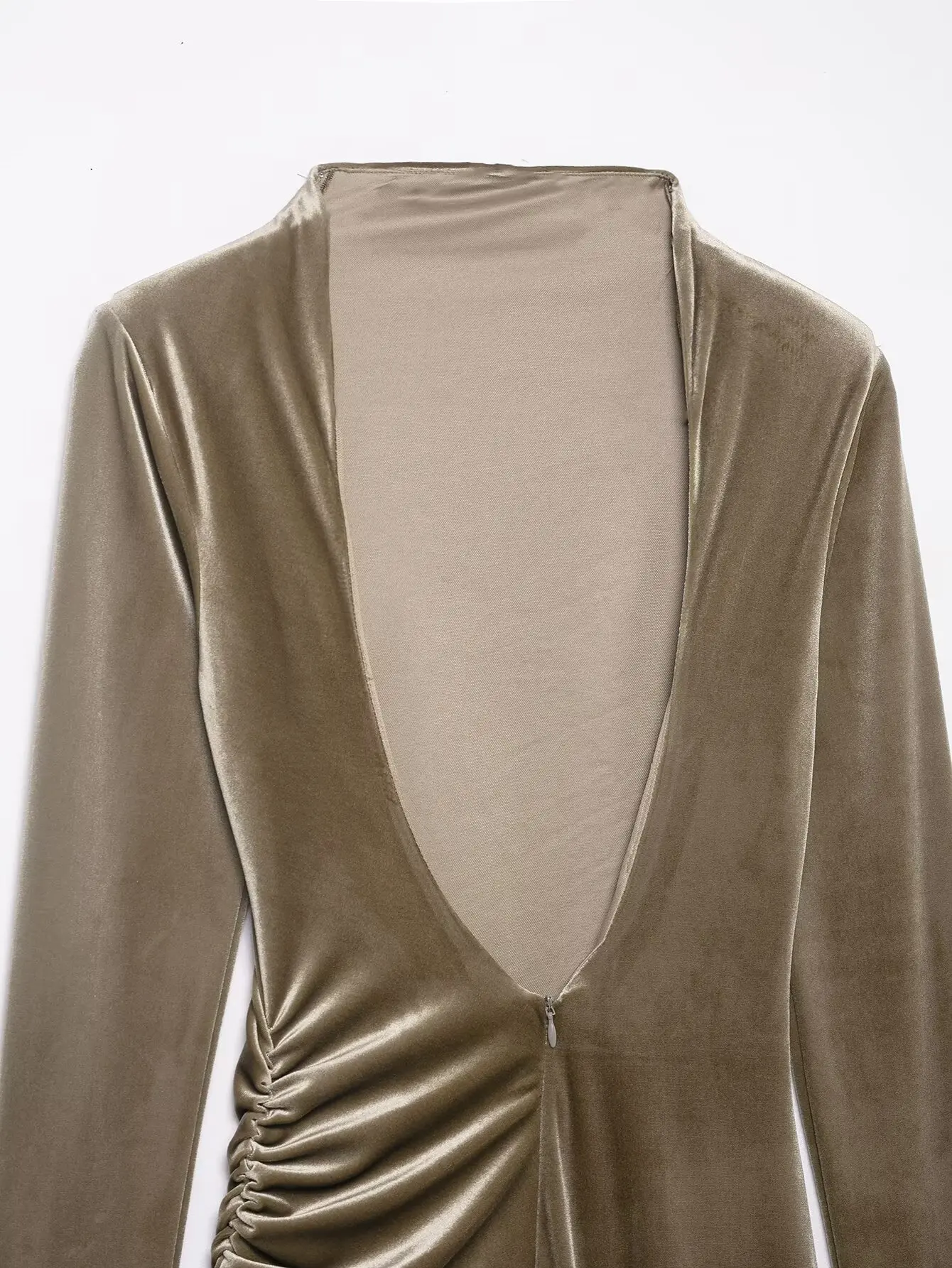 Women Backless Sexy Velvet Dress Female Long Sleeve Shoulder Pad Pleated Bodycon Long Dresses Spring Autumn Party Evening Gowns