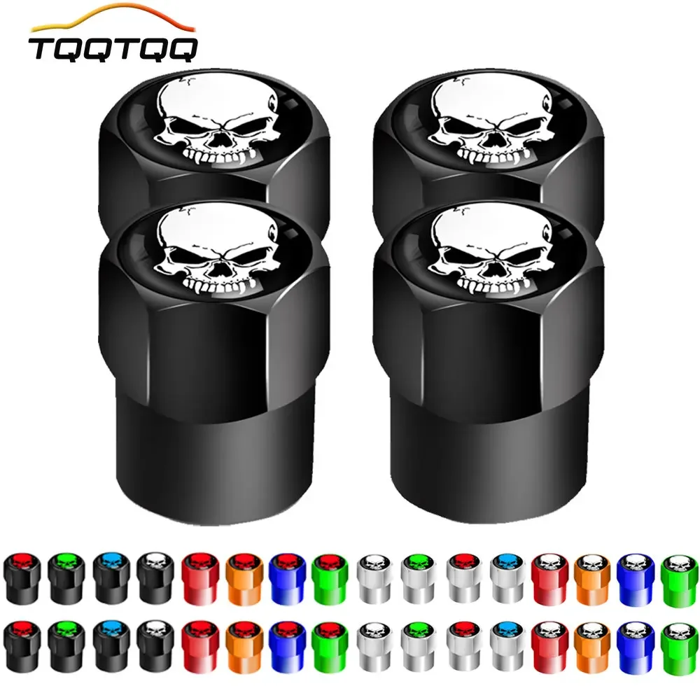 

4Pcs/Set Skull Tire Valve Stem Cap, Corrosion Resistant, Dust Proof Cover Universal fit for Car, Bicycle, Truck, Motorcycle