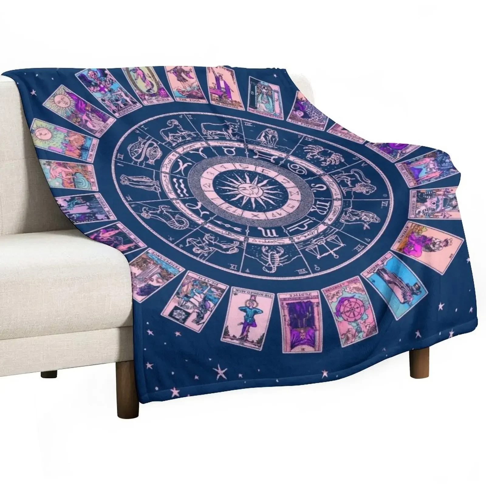 Pastel Goth Zodiac, Astrology Chart & The Major Arcana Tarot Throw Coperta Coperte Extra Large Per Coperte Da Letto