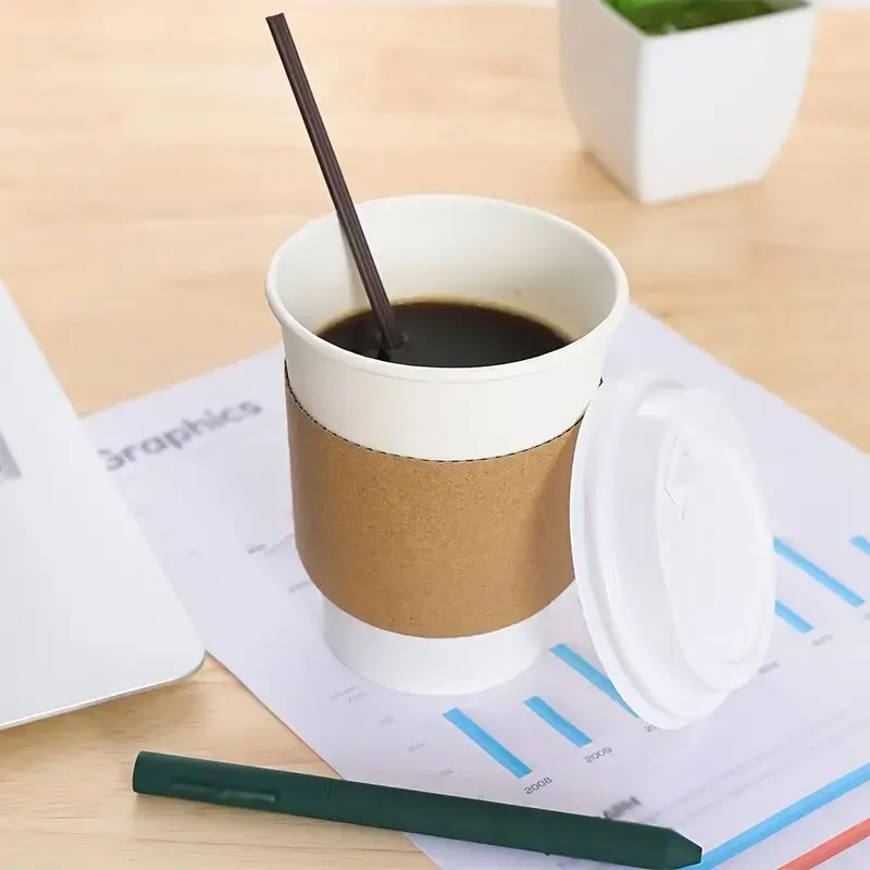 100/50PCS Disposable Cup Covers Kraft Paper Insulated Coasters Hot and Cold Beverages Home Party Restaurant Coffee Shop